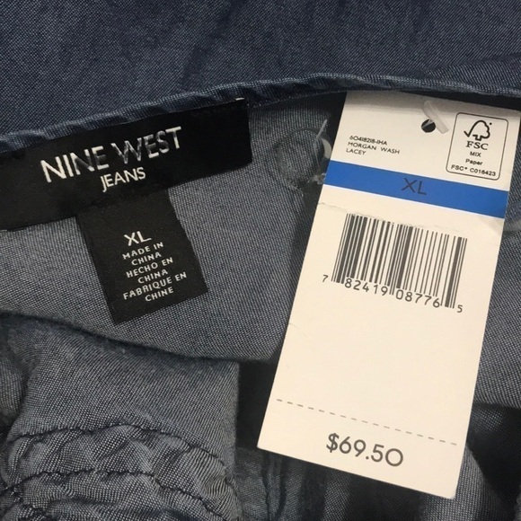 NWT nine west blue jean top XL - Picture 5 of 6